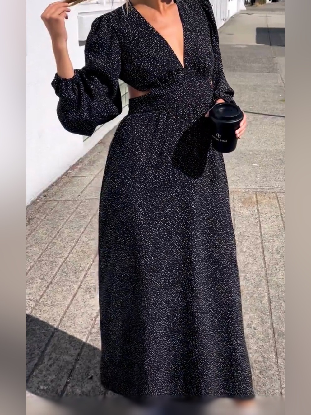Park & Fifth Avery Cut Out Long Sleeve Maxi Dress - Size S